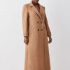 Best * New Karen Millen Plus Size Italian Wool Double Breasted Coat Camel