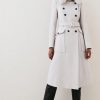 New * Brand New Karen Millen Lydia Millen Petite Italian Wool Faux Fur Collar Longline Coat Oatmeal