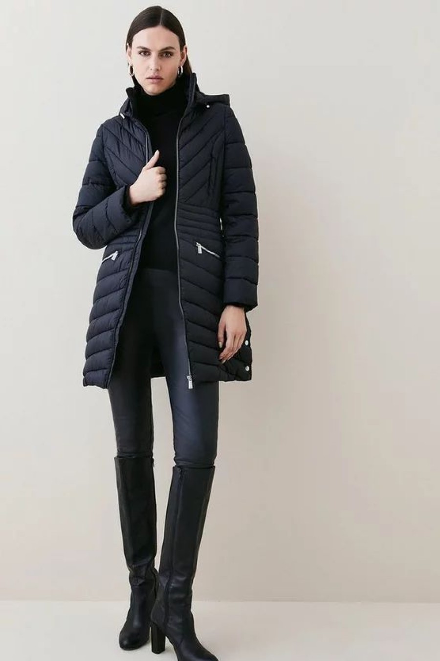 Best * Coupon Karen Millen Lightweight Puffer Packable Midi Coat