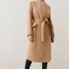 Wholesale * Discount Karen Millen Petite Italian Virgin Wool Notch Neck Coat Camel