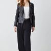 Wholesale * Flash Sale Karen Millen Leather Asymmetric Zip Through Collarless Biker Jacket Black