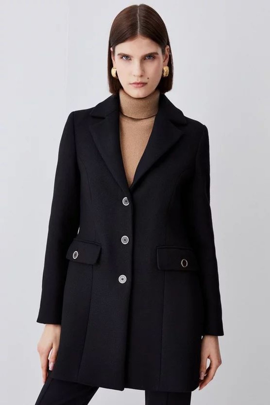 New * Cheapest Karen Millen Italian Wool Mix Short Formal Coat