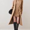 Clearance * Promo Karen Millen Italian Virgin Wool Hourglass Midi Coat Camel