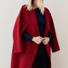 Wholesale * Best Sale Karen Millen Italian Virgin Wool Double Breasted Cape Over Coat Red