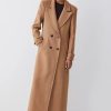 Online * Promo Karen Millen Italian Wool Double Breasted Maxi Coat Camel