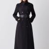 Wholesale * Budget Karen Millen Compact Stretch Belted Double Breasted Maxi Coat