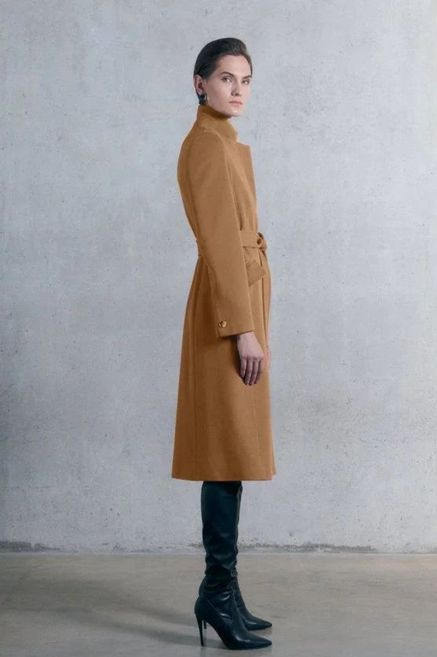 Wholesale * Coupon Karen Millen Tall Italian Wool Cashmere Notch Neck Coat Camel