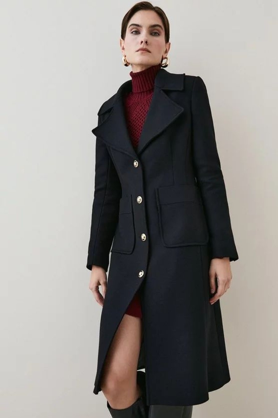 Hot * Best Reviews Of Karen Millen Italian Virgin Wool Detail Single Breasted Coat