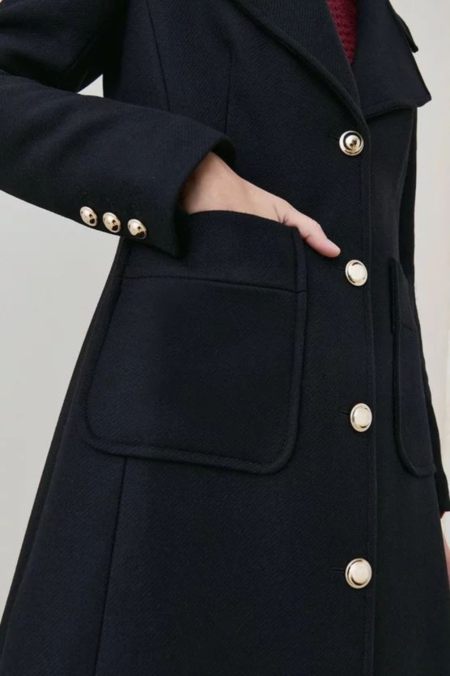 Hot * Best Reviews Of Karen Millen Italian Virgin Wool Detail Single Breasted Coat