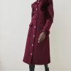 Best * Coupon Karen Millen Italian Wool Sheepskin Panelled Belted Coat