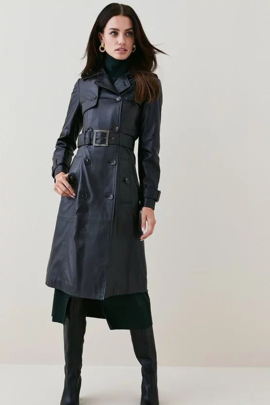 Online * Top 10 Karen Millen Leather Trench Belted Mac Coat