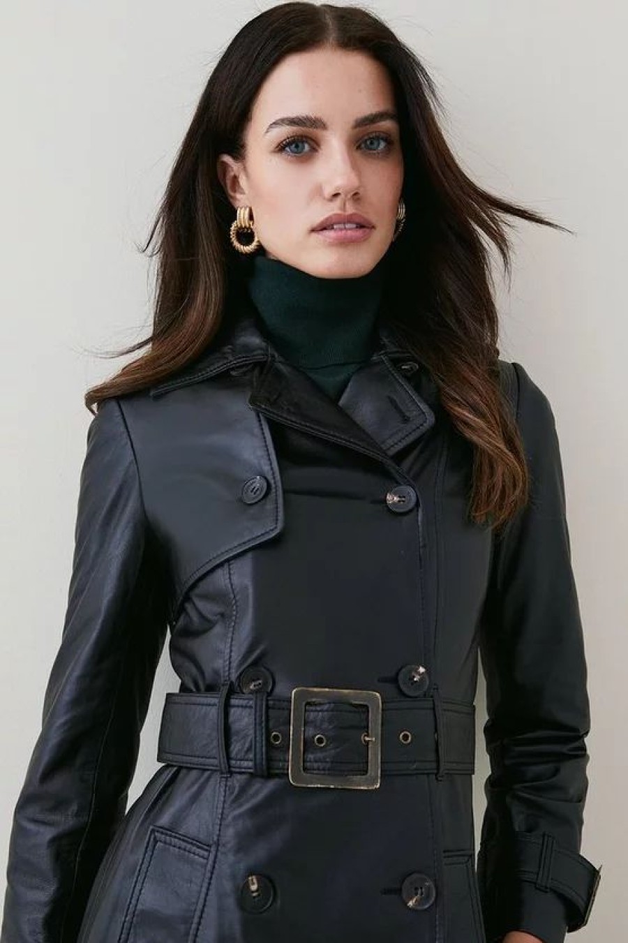 Online * Top 10 Karen Millen Leather Trench Belted Mac Coat