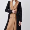 Online * Top 10 Karen Millen Italian Virgin Wool Colourblock Tailored Coat Mono