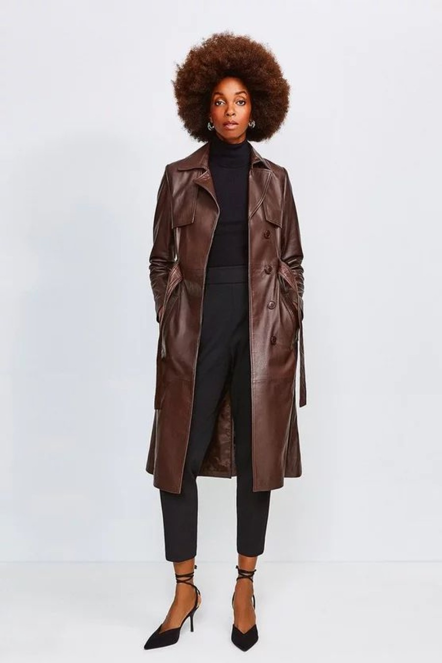 Wholesale * Hot Sale Karen Millen Tall Leather Trench Coat