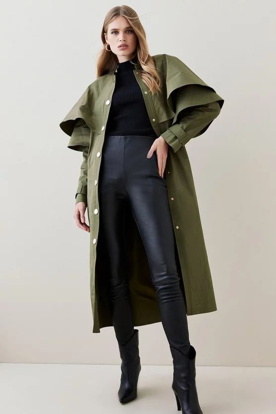 Clearance * Outlet Karen Millen Storm Flap Layered Trench Coat