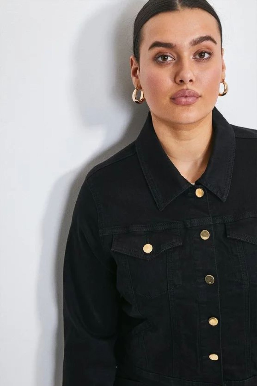 Online * Outlet Karen Millen Plus Size Denim Classic Western Jacket