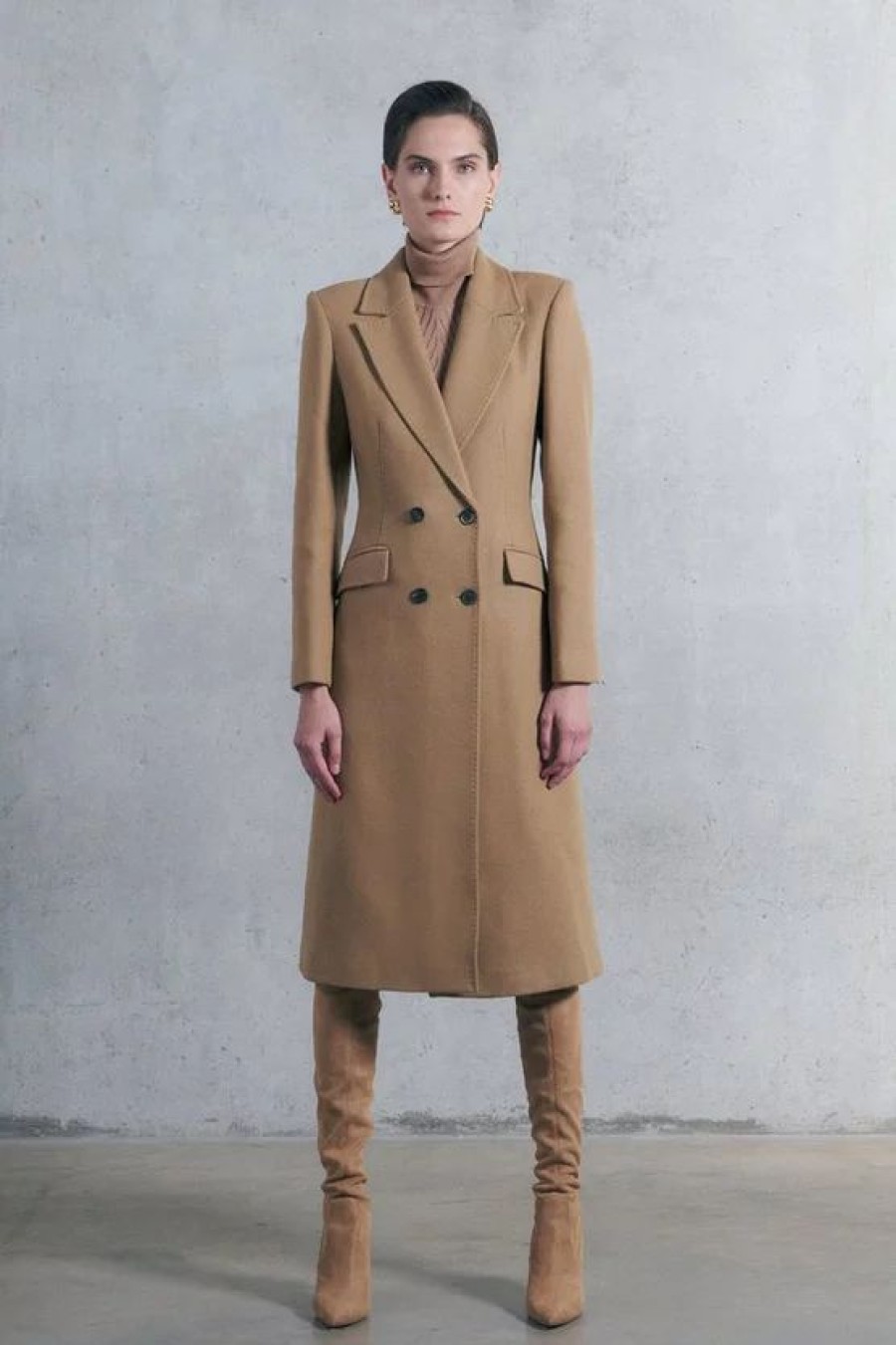 Wholesale * Wholesale Karen Millen Italian Virgin Wool Fitted Coat Camel