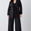 New * Top 10 Karen Millen Plus Size Compact Essential Tailored Double Breasted Blazer Black