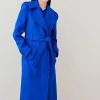 Hot * Top 10 Karen Millen Italian Virgin Wool Strong Shoulder Coat Cobalt