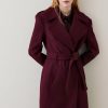 Best * Wholesale Karen Millen Italian Wool Strong Shoulder Coat Merlot