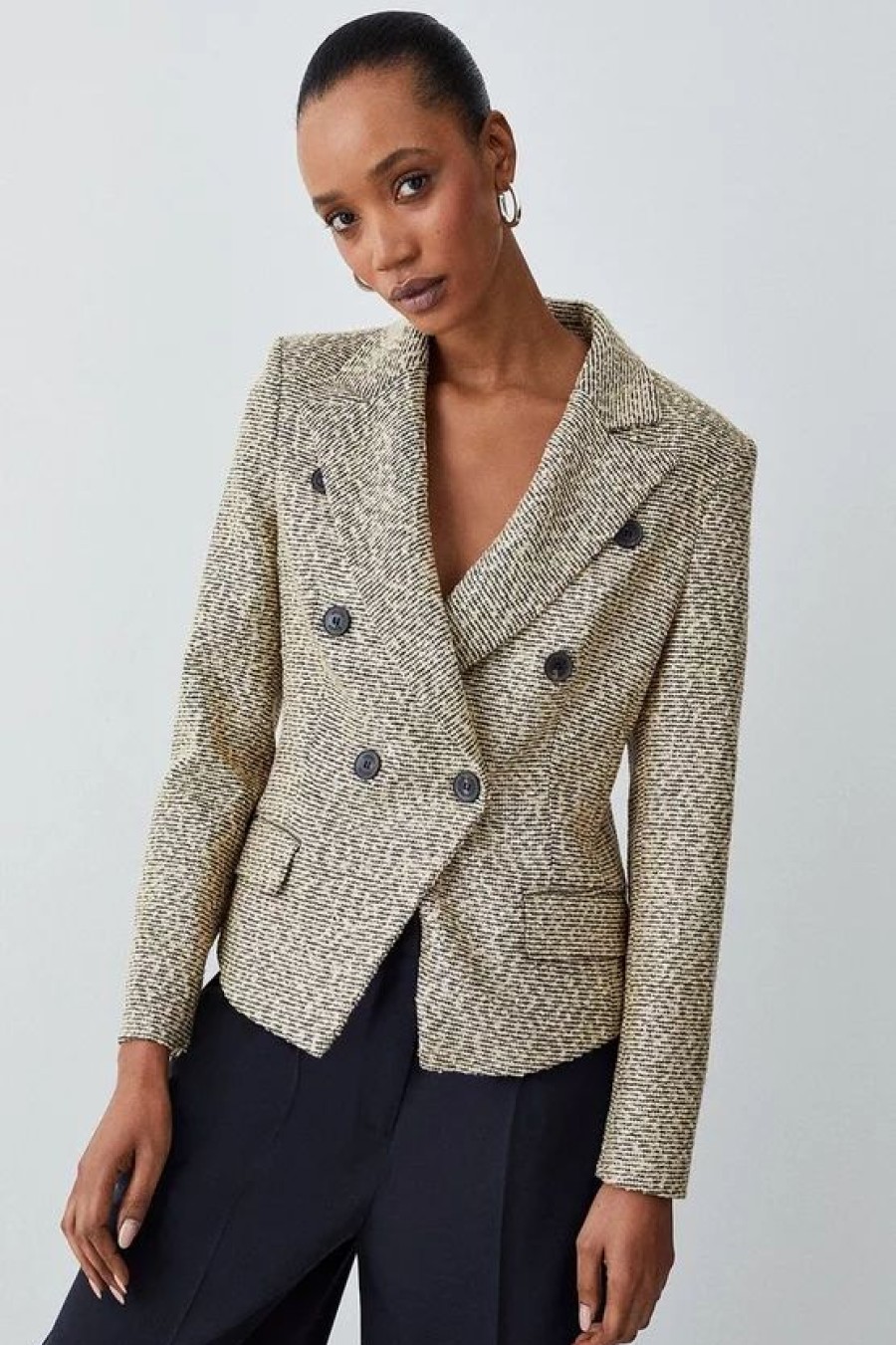 Best * Best Sale Karen Millen Boucle Military Tailored Blazer Multi