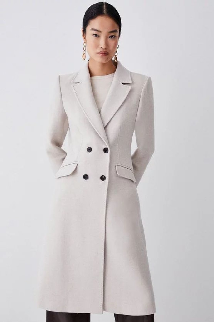 Online * Top 10 Karen Millen Tall Italian Virgin Wool Fitted Coat