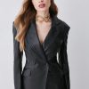 Best * Best Deal Karen Millen Leather Corset Waist Back Tailored Blazer Jacket