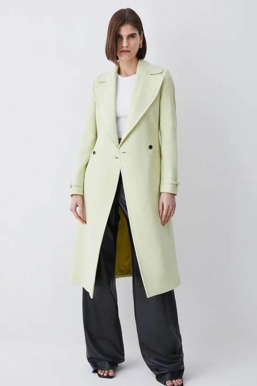 Clearance * New Karen Millen Italian Virgin Wool Belted Collared Coat